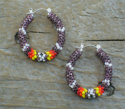 Earrings Native American Beaded Hoops B